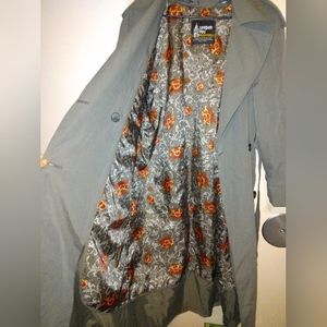 London Fog Wamsutta green womens‎ trench coat thinsulate floral lining size 8